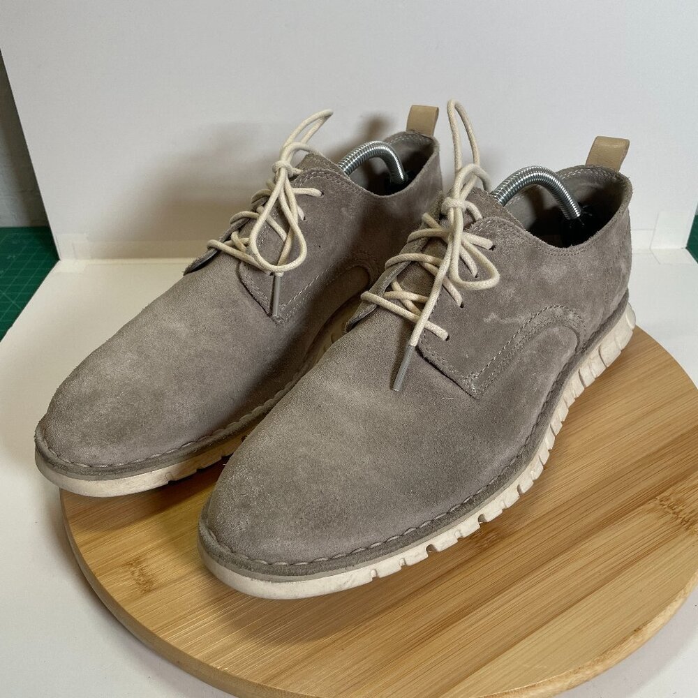 Cole Haan Men 10.5 Gray Beige ZeroGrand Oxford C31256 Suede Leather Lightweight
